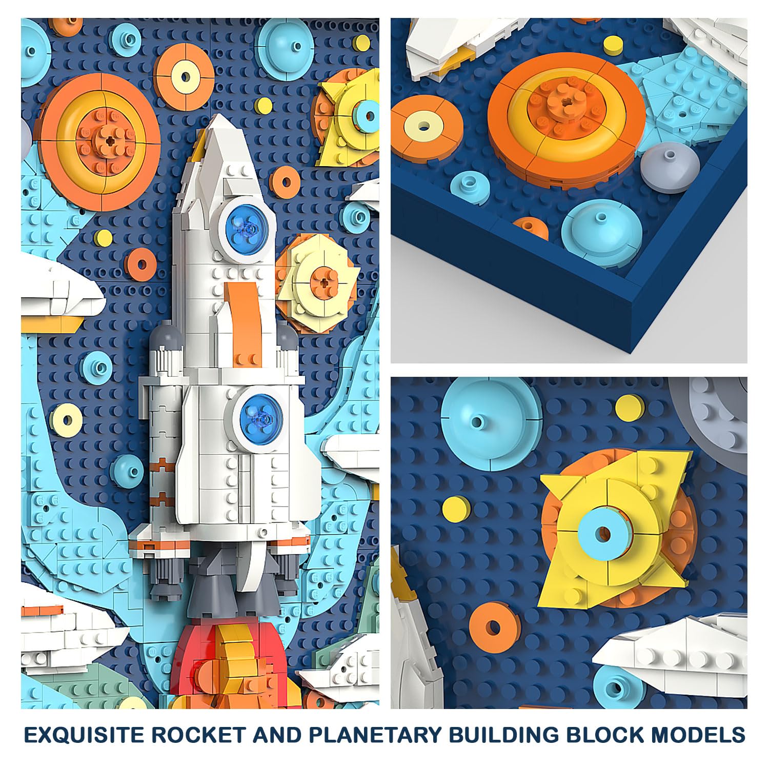 Micro Brick Rocket Building Set, DIY Space Rocket Model Craft Kit, 3D Wall Art Home Office Decoration or Table Display, Ideas Gift Building Toy