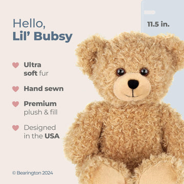 Bearington Lil' Bubsy Teddy Bear Stuffed Animal - 11.5" Soft and Cuddly Brown Bear Plush Toy with Floppy Body - Adorable Teddy Bears for Baby