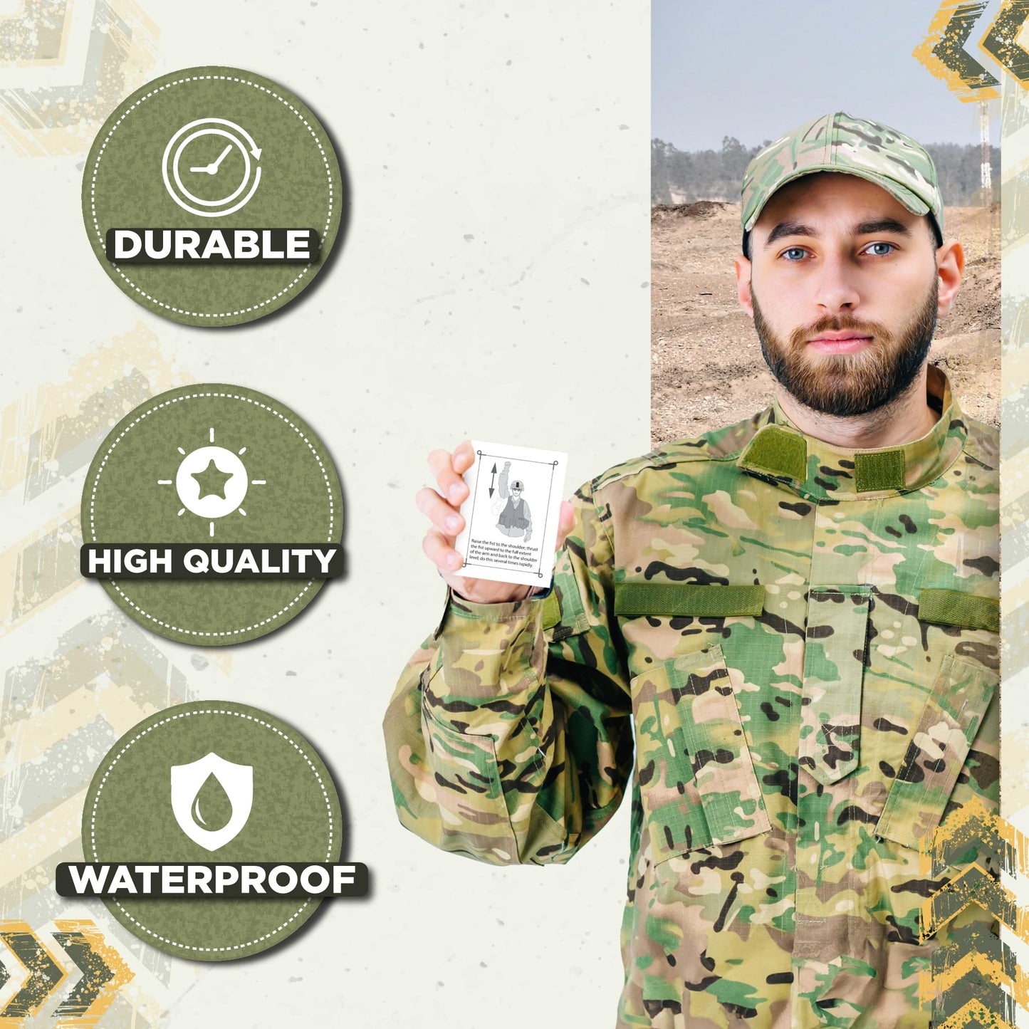Army Flashcards - Military Hand and Arm Signals | 100 of The Most Important Visual Hand and Arm Signals | from The Army Training Circular TC 3-21.60