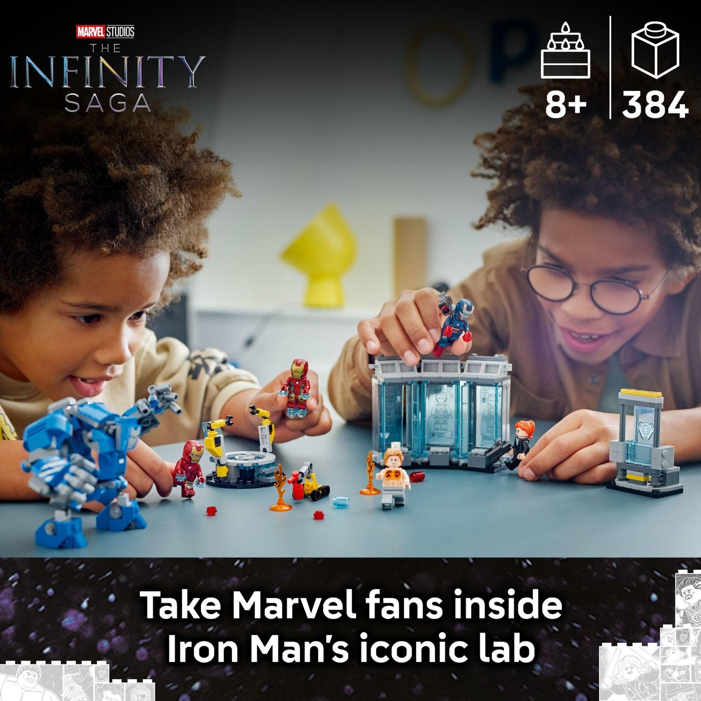 LEGO Marvel Iron Man’s Laboratory: Hall of Armor Building Toy - Marvel Superhero Toy for Kids, Boys and Girls, Ages 8+ - with Minifigures and a Mech
