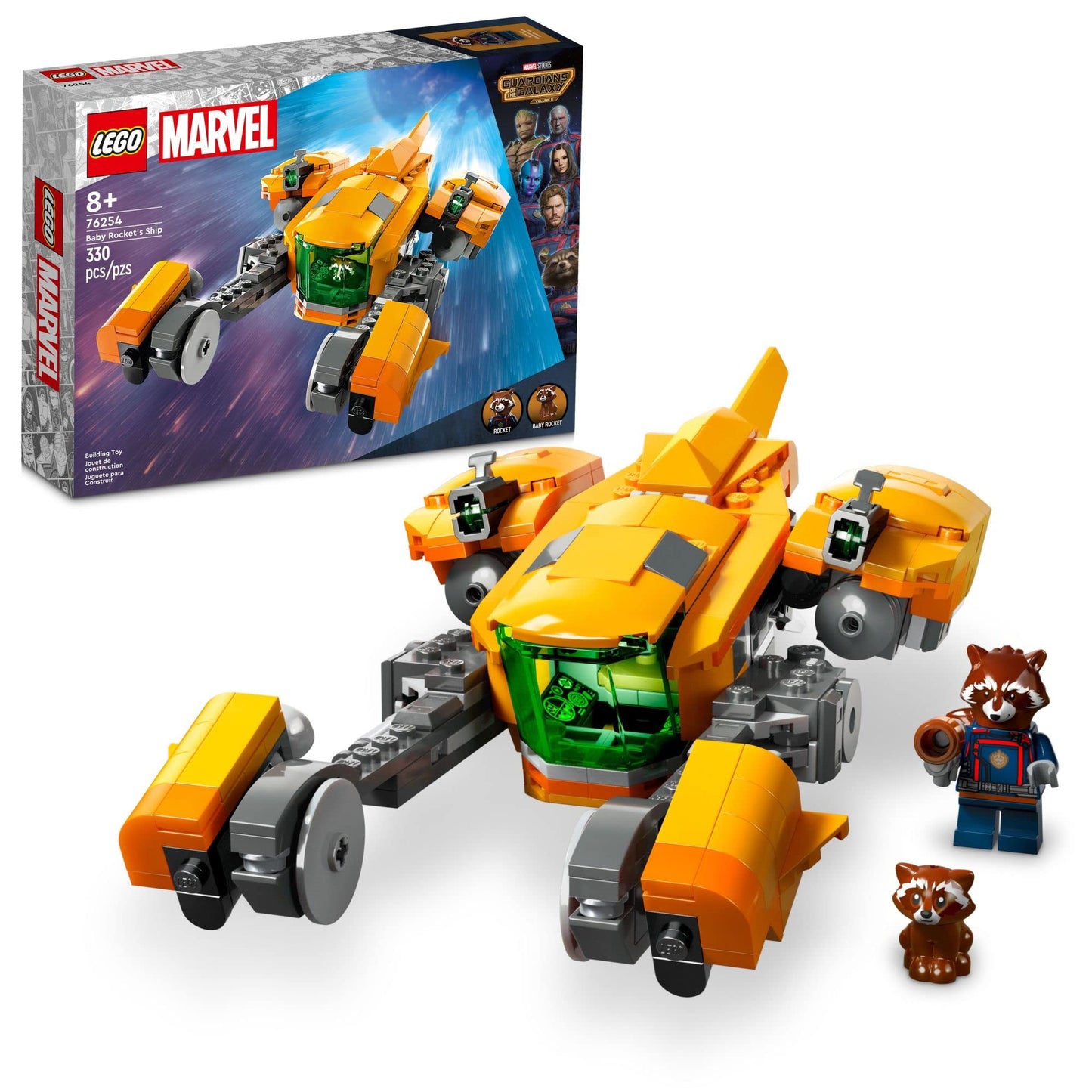 LEGO Marvel Baby Rocket's Ship 76254 Buildable Spaceship Toy from Guardians of the Galaxy 3 Featuring Rocket Raccoon and Baby Rocket Minifigures,
