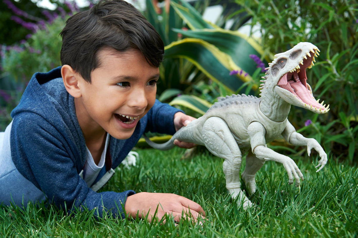 Mattel Jurassic World Indominus Rex Dinosaur Toy with Lights, Sounds & Motion, Camouflage 'n Battle I-Rex, 21 Inches Long with Digital Play