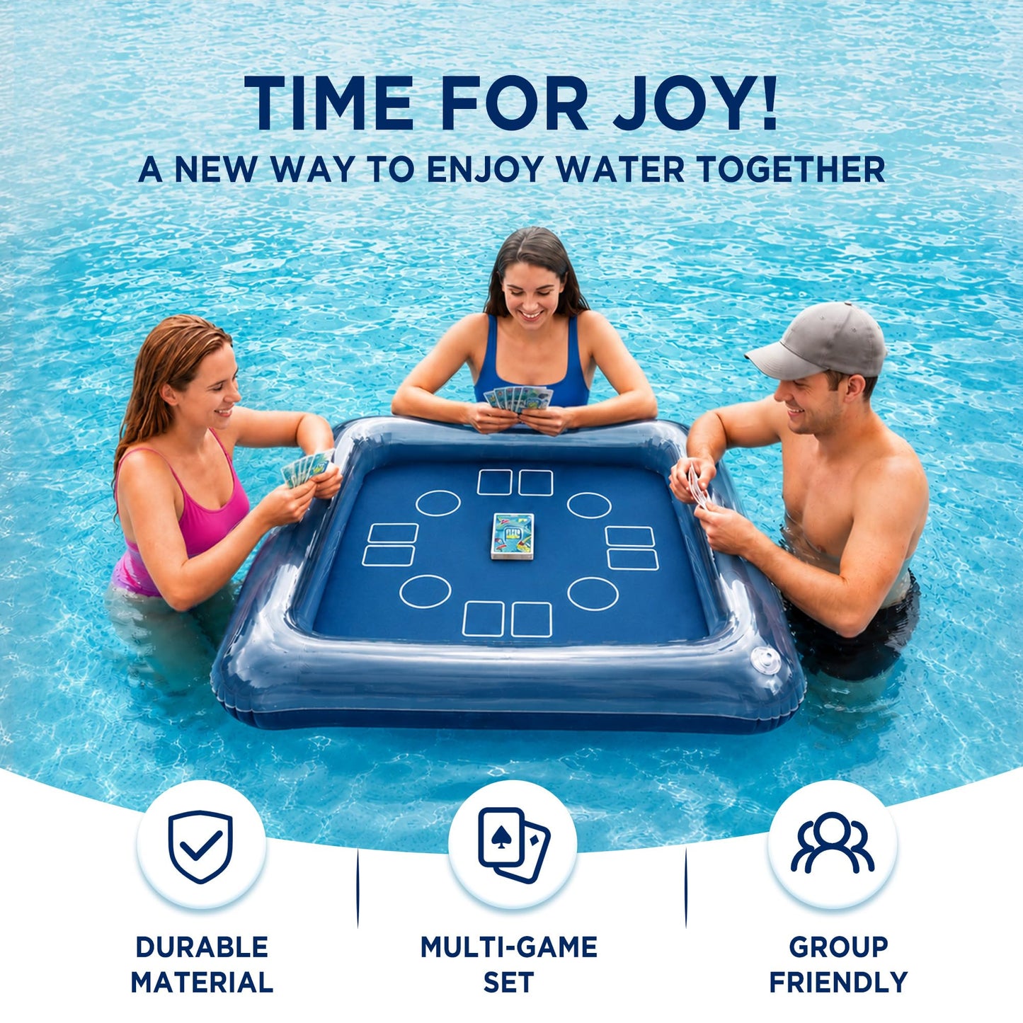 Funscape Floating Table for Pool, Adult Pool Water Games W/Waterproof Card