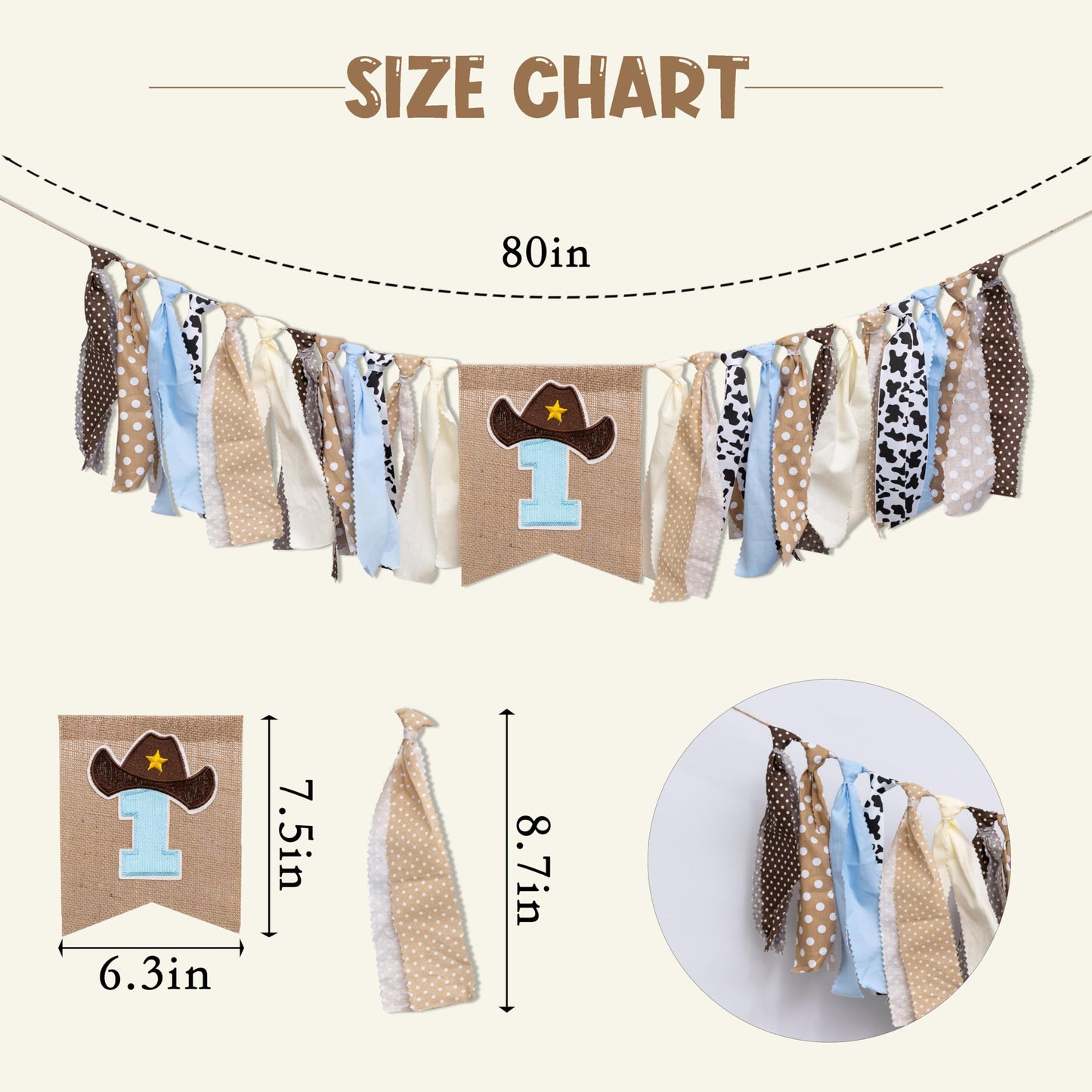 Vgaruint Cowboy Rodeo 1st Birthday High Chair Banner