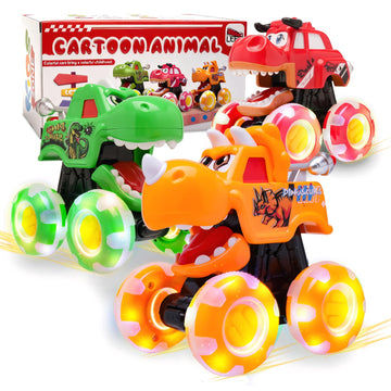 Monster Truck Toy for Kids Toddlers 1-3, Light up Wheels Dinosaur Car Toys