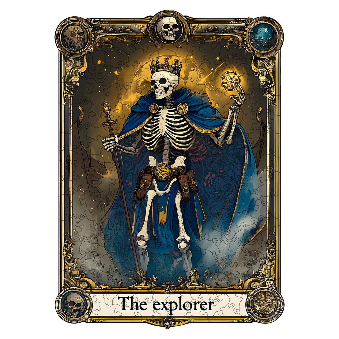 Wooden Jigsaw Puzzles for Adults, Skull Explorer Tarot Theme, 200 Pieces