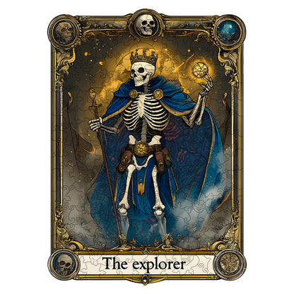 Wooden Jigsaw Puzzles for Adults, Skull Explorer Tarot Theme, 200 Pieces