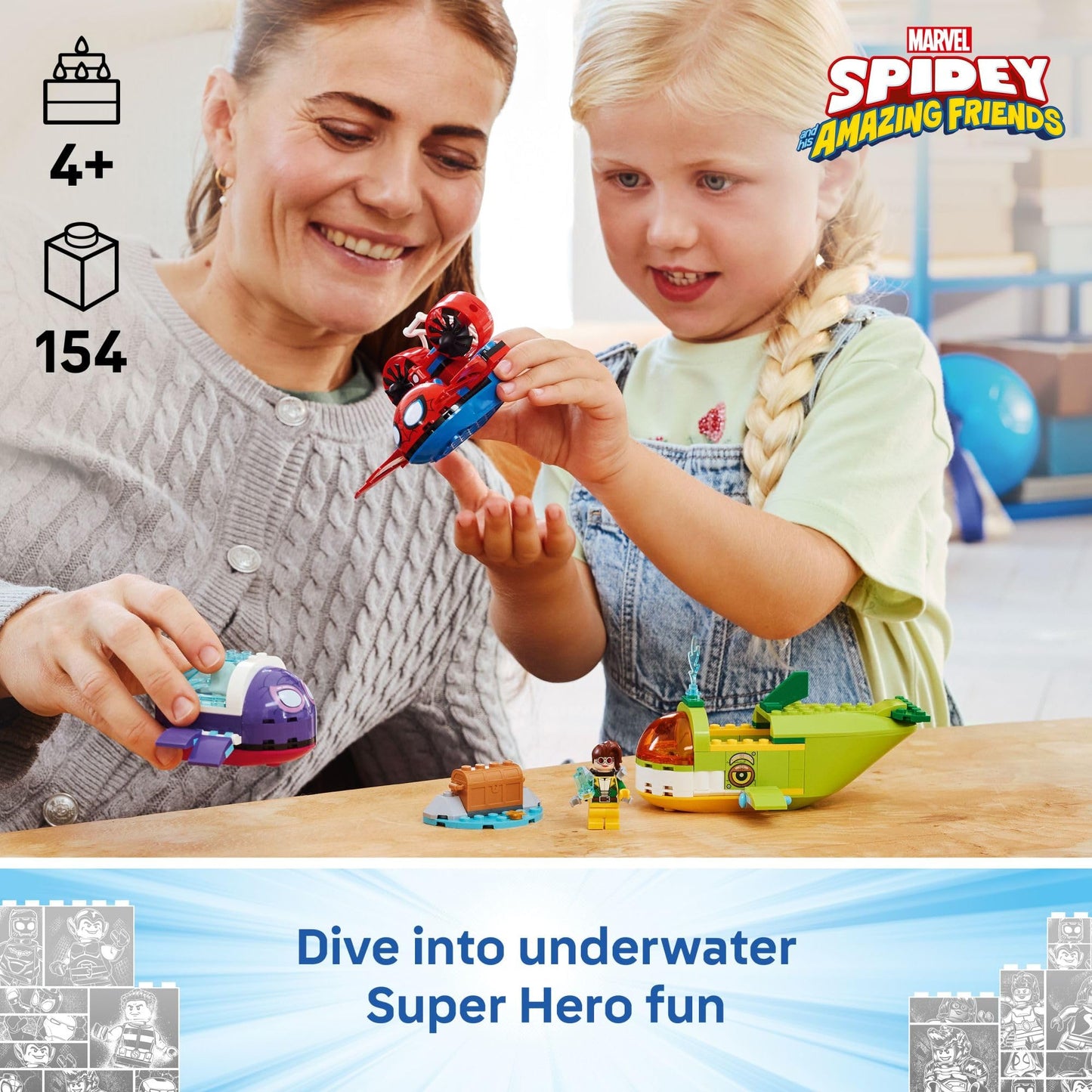 LEGO Marvel Spidey and His Amazing Friends Spidey: Underwater Vehicles Building Toy for Kids - Super Hero Pretend Play Set for Preschool Boys & Girls