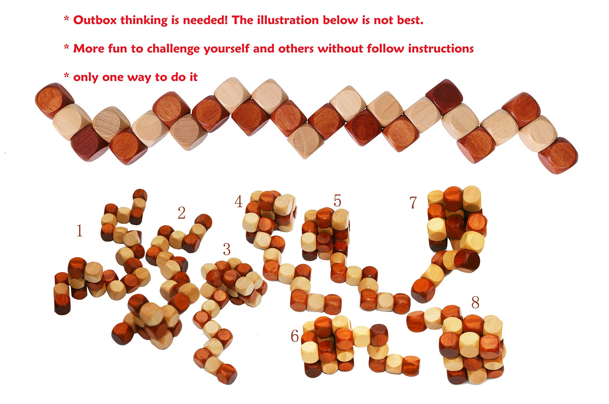 Wooden Twist Cube IQ Puzzle, Brain Teaser Puzzle for Kids and Adults