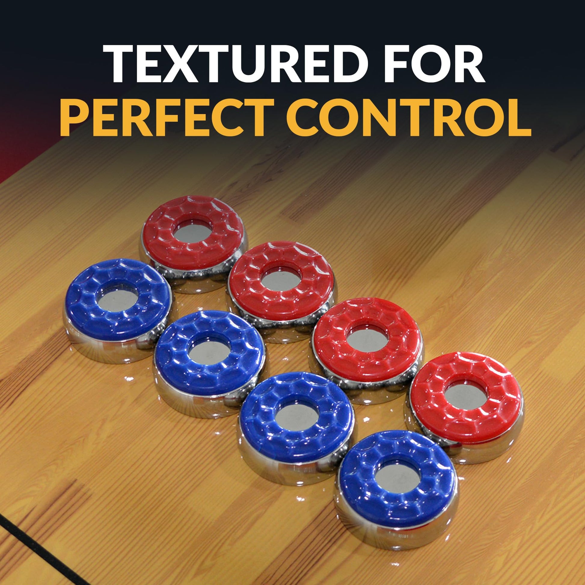 Hathaway Shuffleboard Pucks Set of 8 - Regulation Sized Shuffleboard Discs with Dimpled Top for Easy Grip & Beveled Edge for Better Control, & Sturdy