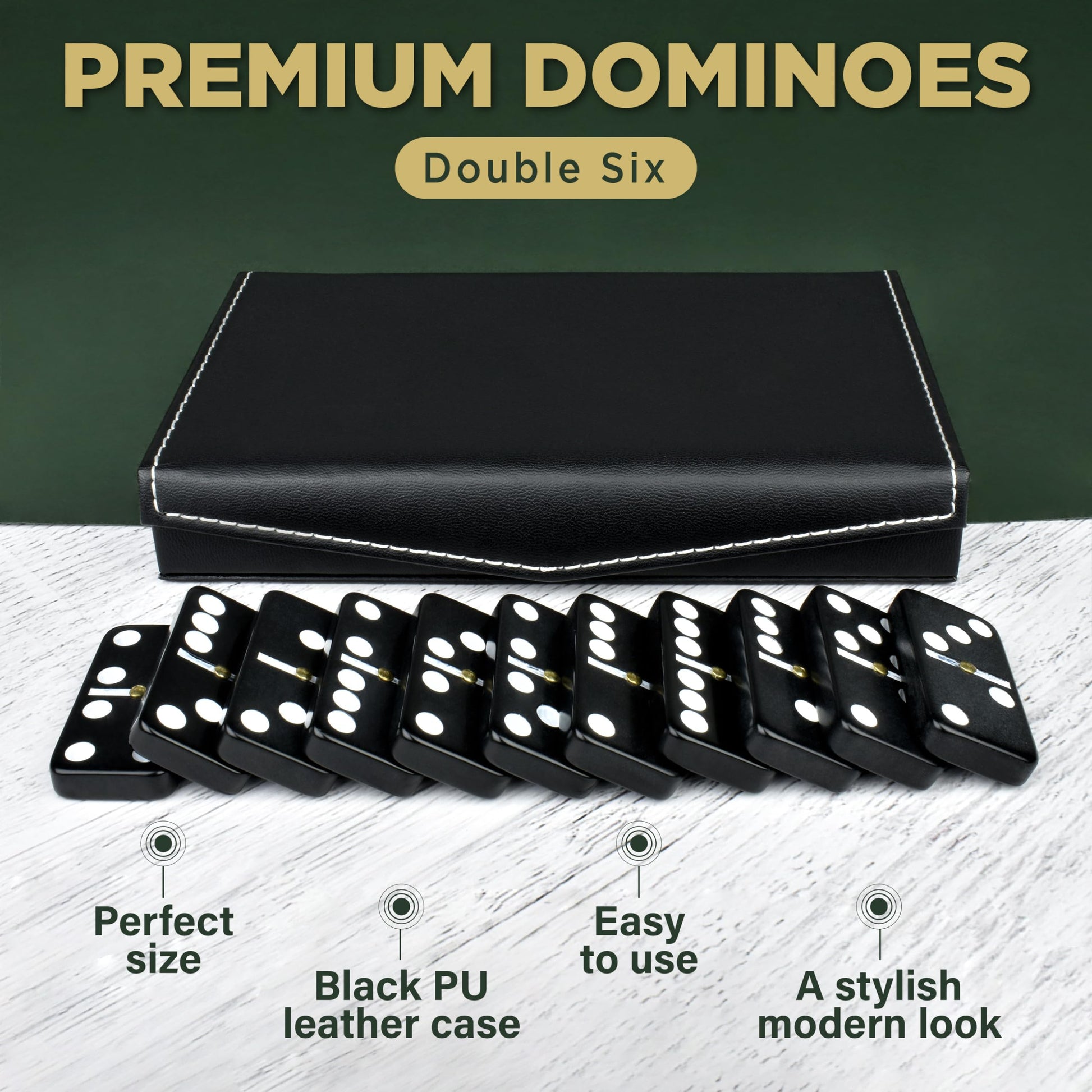 Queensell Dominos Set for Adults and Kids - Dominoes - Domino Classic Board Games, Christmas Games - Double Six Standard Dominos Set 28 Tiles