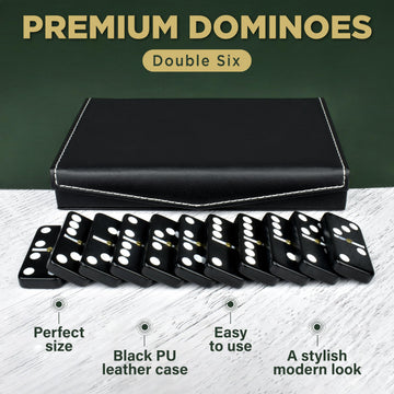 Queensell Dominos Set for Adults and Kids - Dominoes - Domino Classic Board Games, Christmas Games - Double Six Standard Dominos Set 28 Tiles