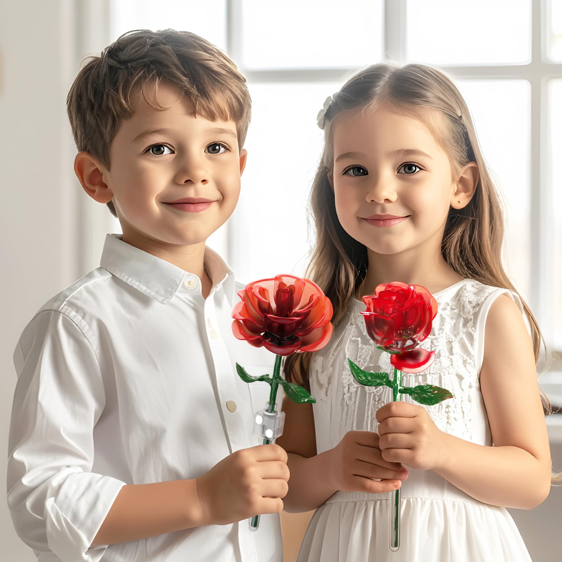 PicassoTiles Red Stem Roses Building 90pc Kit with Magnetic Hold Pieces Creative Flower Construction Toy Hands-On Play Discovery Activity Playset Kids