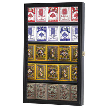 The Playing Card Frame - 25 Deck Holder Display Case Frame Wall Mount (Black Finish)