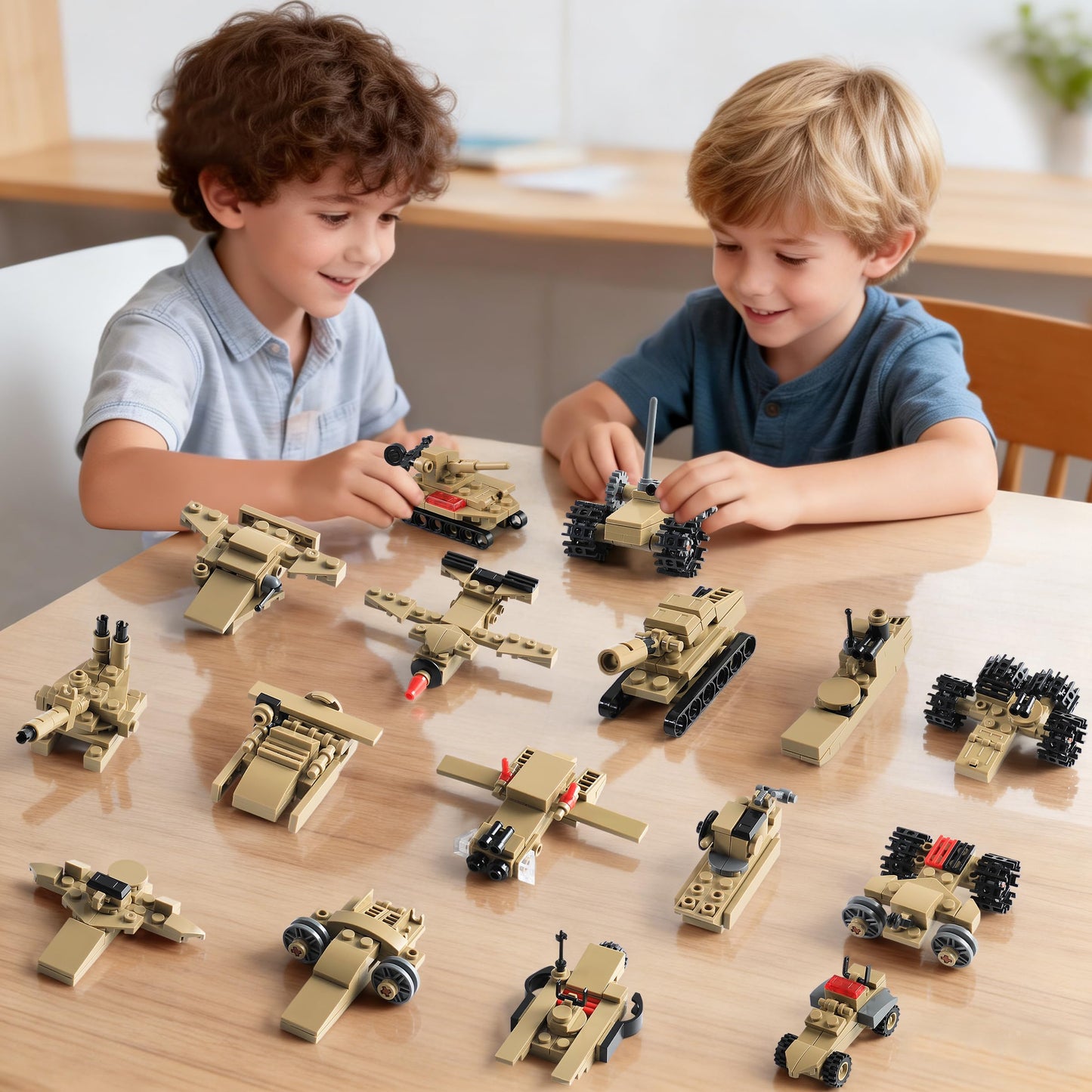 Army Tank Building Blocks Set Compatible with Lego, 517-Piece Military Toy for Kids, Build 1 Tank or 16 Mini Models, Birthday Gift Idea for Boys