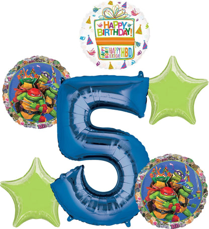 Anagram TMNT Mayhem 5th Birthday Party Supplies Foil Balloon Bouquet Decorations, BQ_4191
