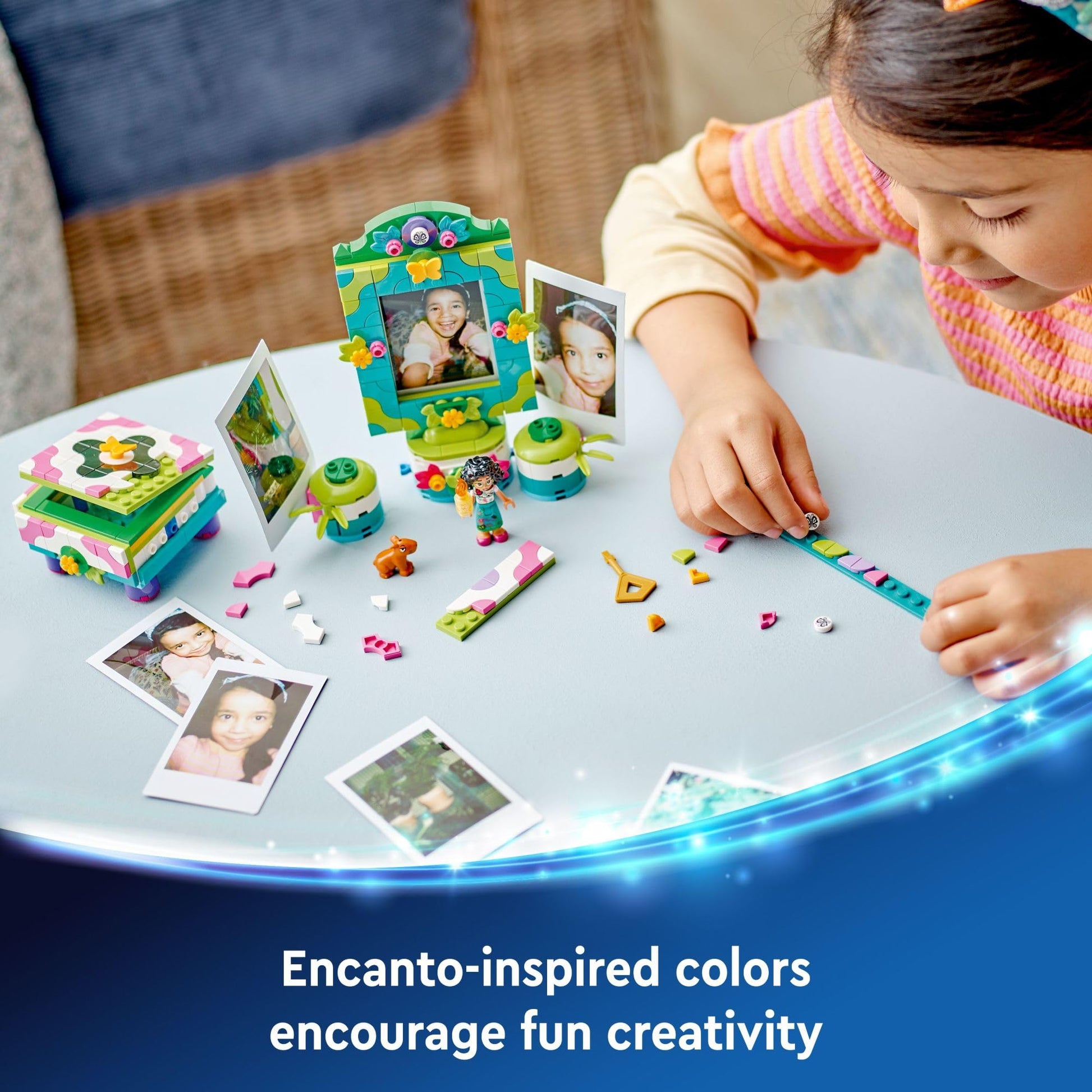 LEGO Disney Encanto Mirabel’s Photo Frame and Jewelry Box, Buildable Disney Toy for Kids with Play Bracelet and Mirabel Madrigal Mini-Doll, Jewelry