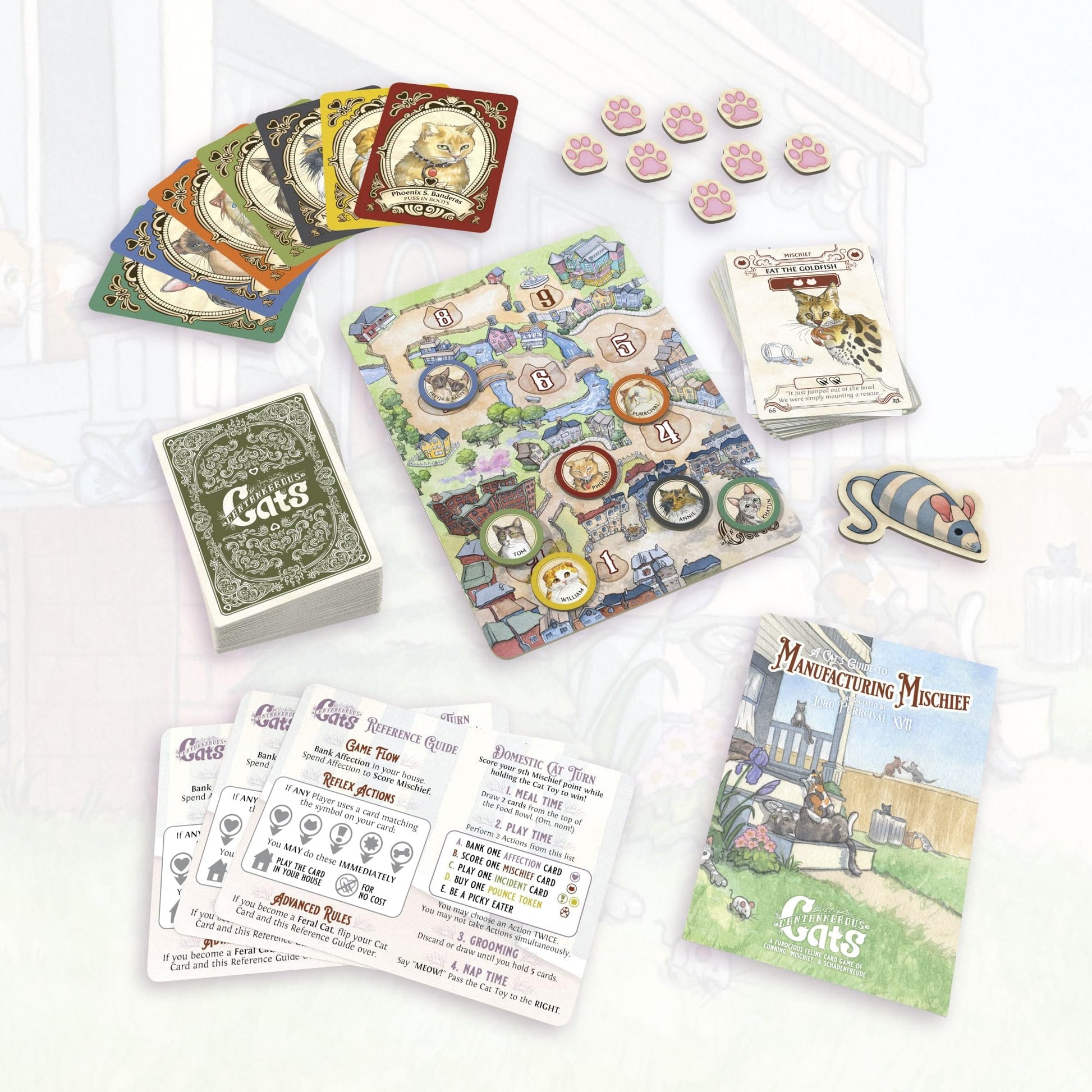 Mentha Designs: Cantankerous Cats 3rd Edition - Cute Take-that Card Game, Mischief & Cunning Hand Management Party Game, Age 10+, 2-6 Players, 25+ Min