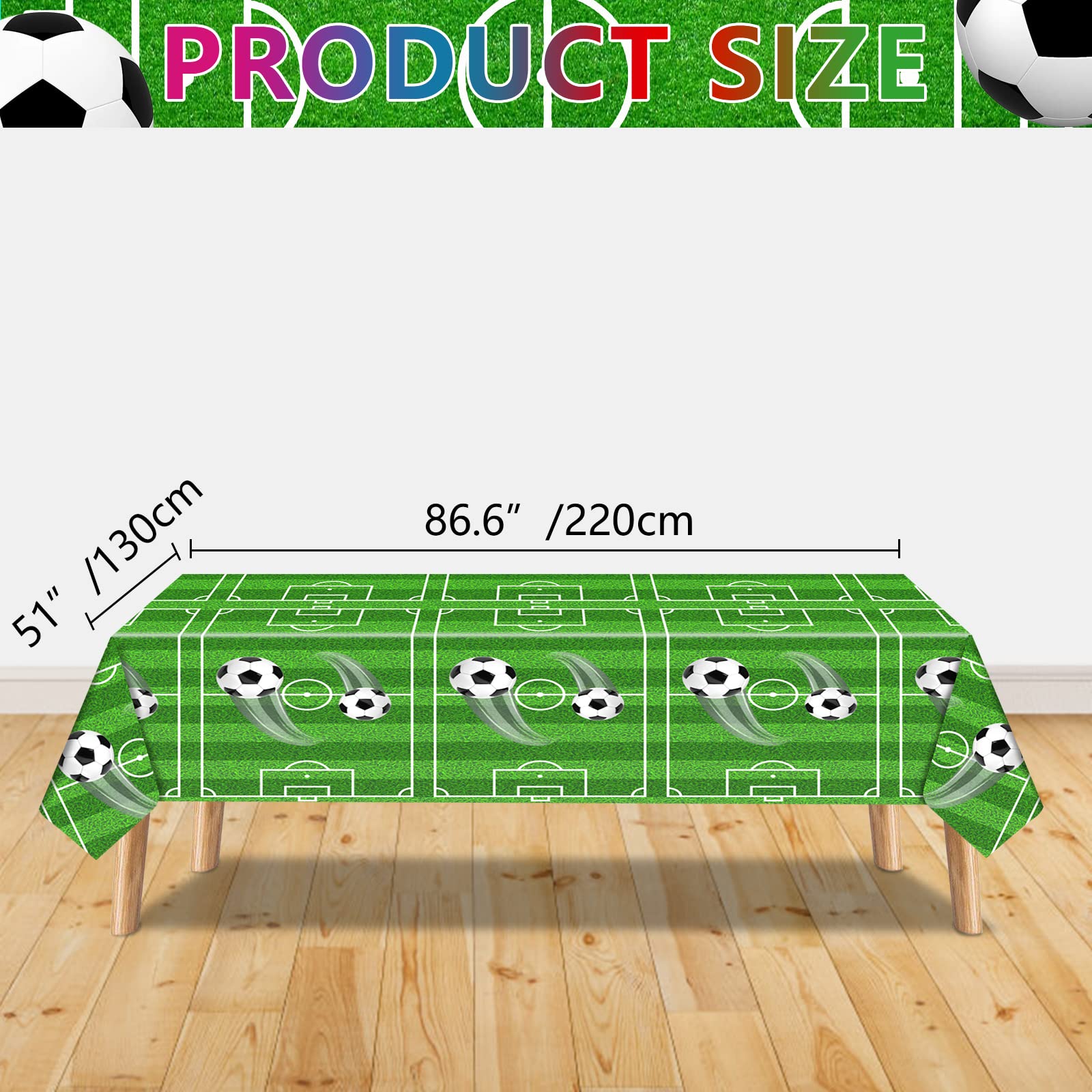 QUERICKY 4 Pack Soccer Tablecloths, Soccer Theme Party Table Cover, 51x87'' Plastic Disposable Rectangle Tablecloth for Boys Birthday Sport Events