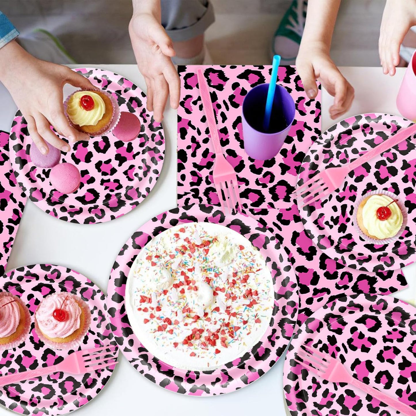 Cheetah Party Decorations Tableware Set, Serves 24 Guests - Cheetah Print Birthday Decorations includes Plates, Napkin, Forks, Leopard Print Party
