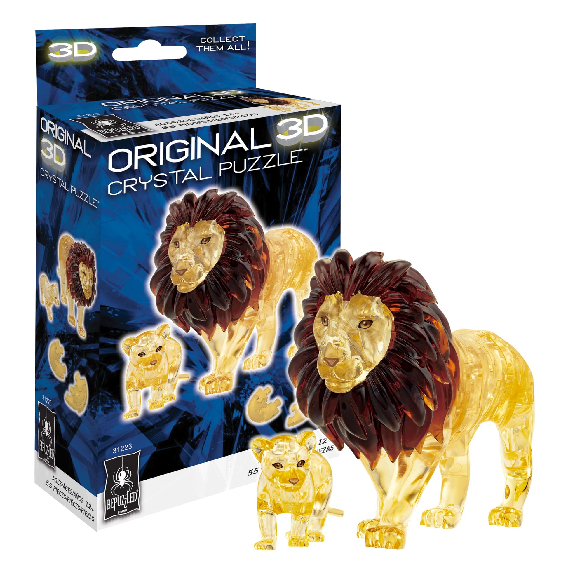 Lion & Baby Crystal 3D Puzzle, 55-Pc Brain Teaser, Ages 12+