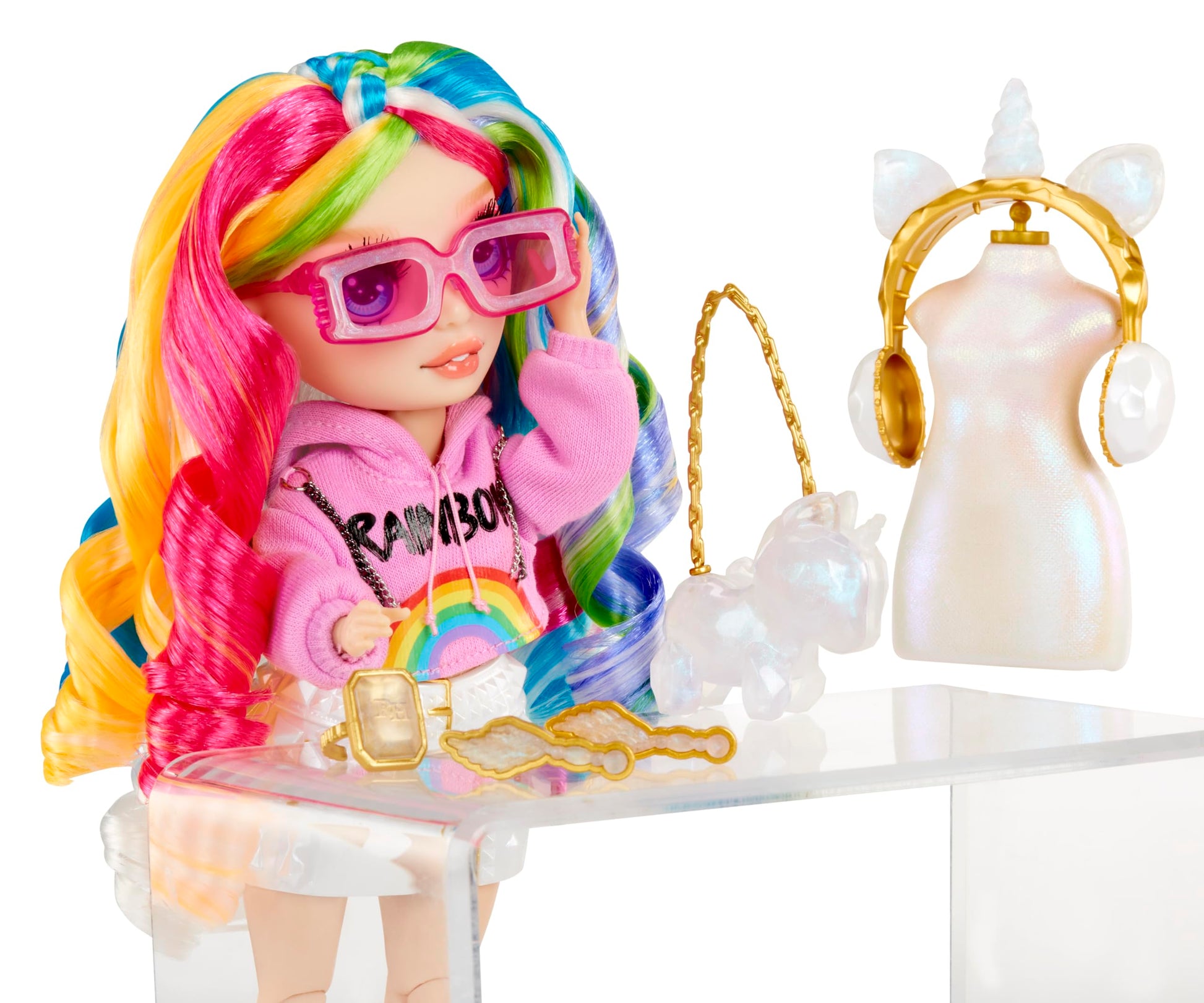 Rainbow High Creative Crystals Amaya - Rainbow 11” Fashion Doll with Crystal Accessory Make It Kit, Ring for You, DIY, Crafts, Resin Play, Kids Gift