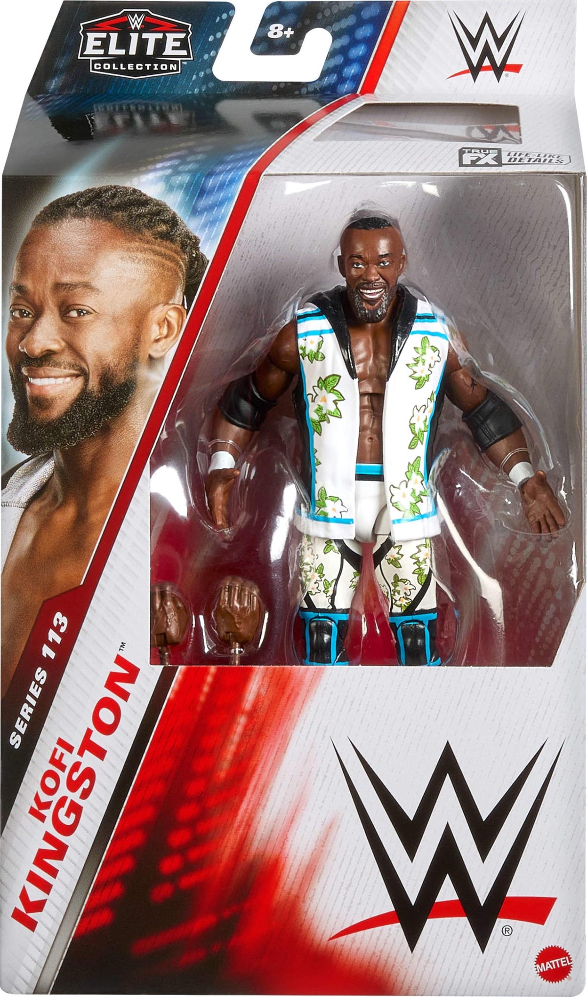 Mattel WWE Elite Action Figure & Accessories, Series #113 6-inch Collectible 6-inch Collectible Kofi Kingston with 25 Articulation Points & Swappable