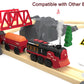 Toy Train Electric Train Set for Wooden Tracks, Christmas Motorized Train Toys for Toddlers, Battery Operated Train Includes Lights, Sounds, Smoke