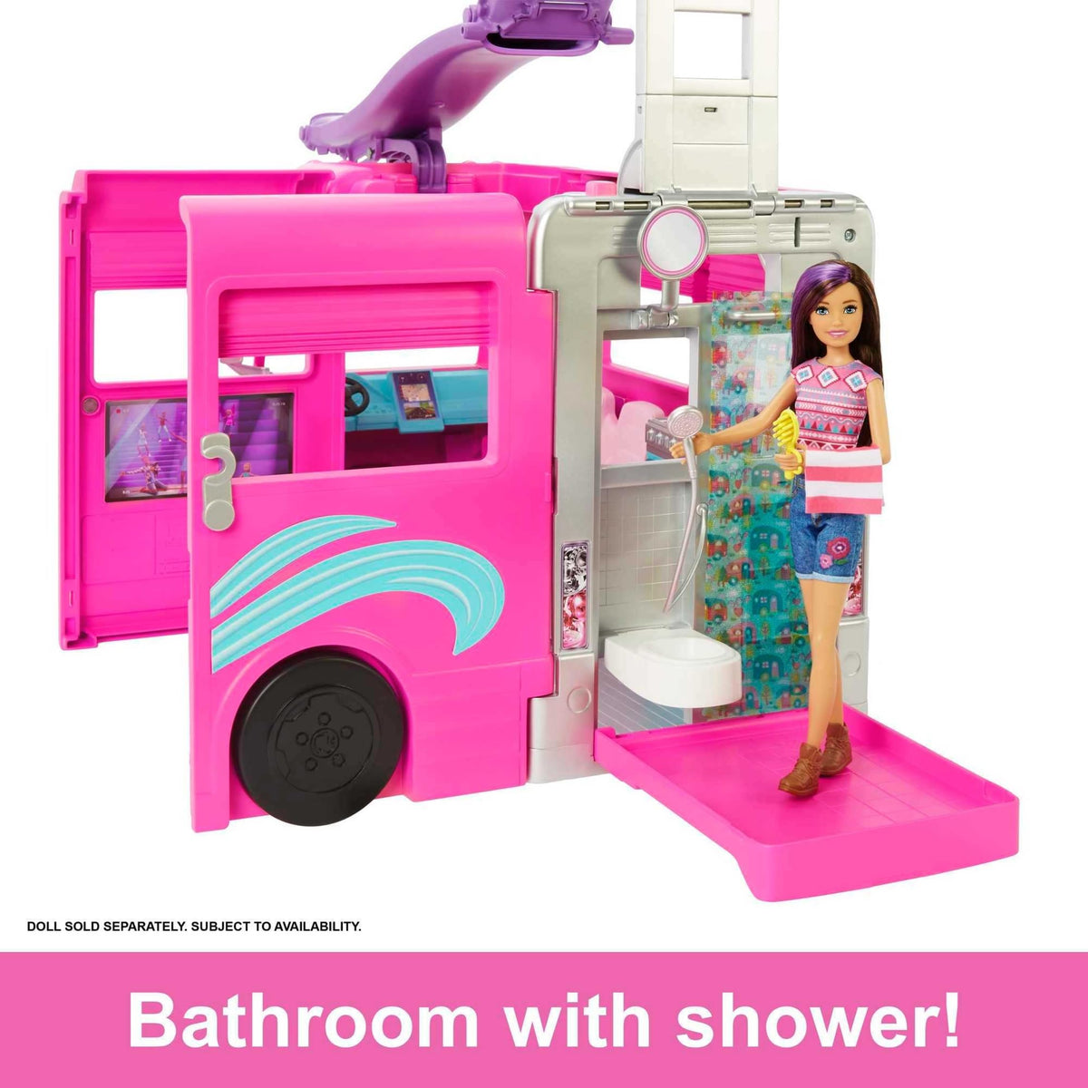 Barbie Camper, Doll Playset with 60 Accessories, 30-Inch-Slide and 7 Play Areas, Dream Camper (Amazon Exclusive)