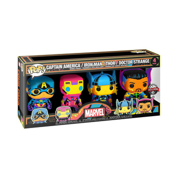 Funko Pop! Marvel: Blacklight - Captain America - 4PK - Marvel Comics - Collectible Vinyl Figure - Gift Idea - Official Products - Toys for Kids and