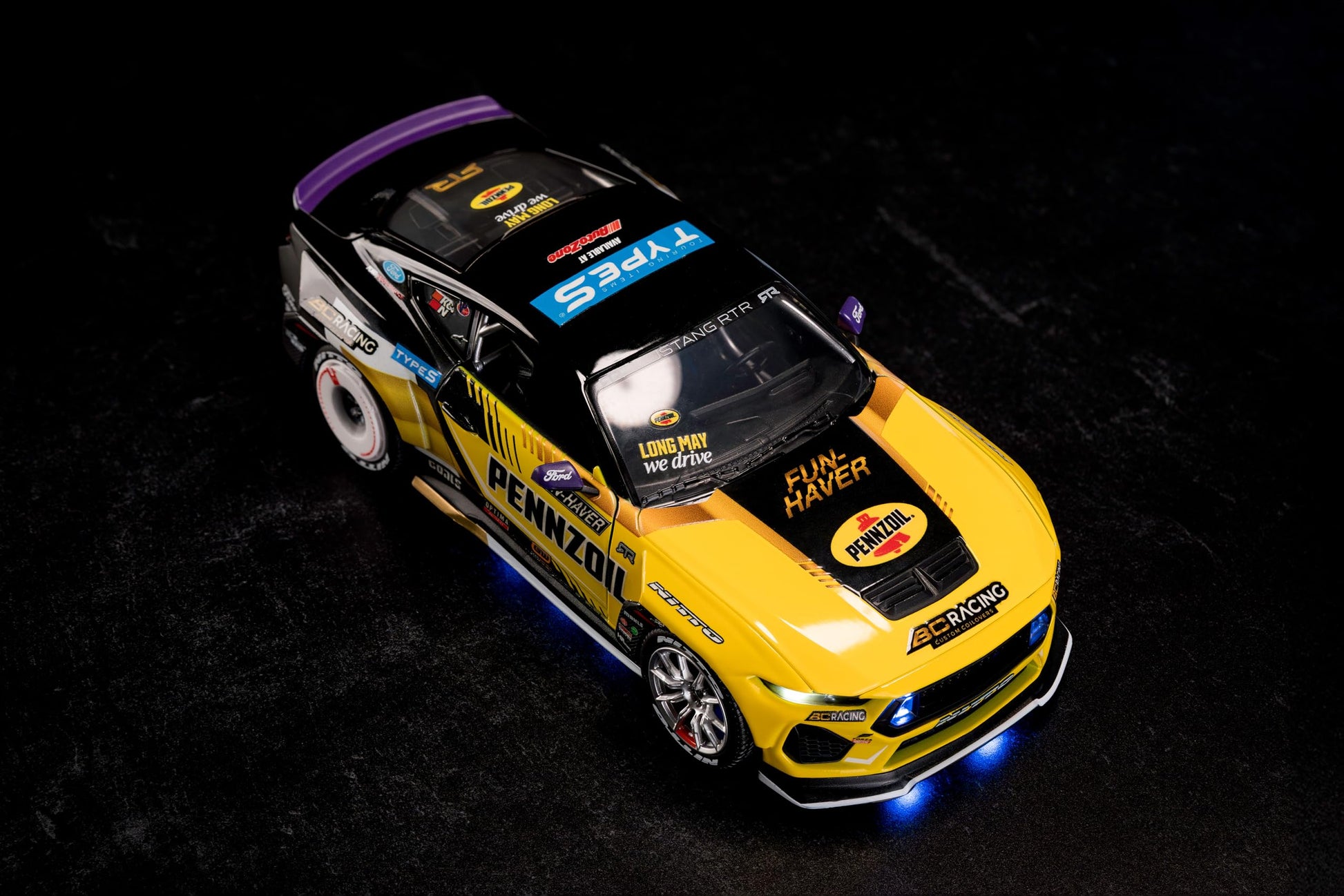Jada Toys Pennzoil 2023 Ford Mustang RTR Chelsea Denofa Die Cast Car 1 24 Scale Championship Livery Collectible Model