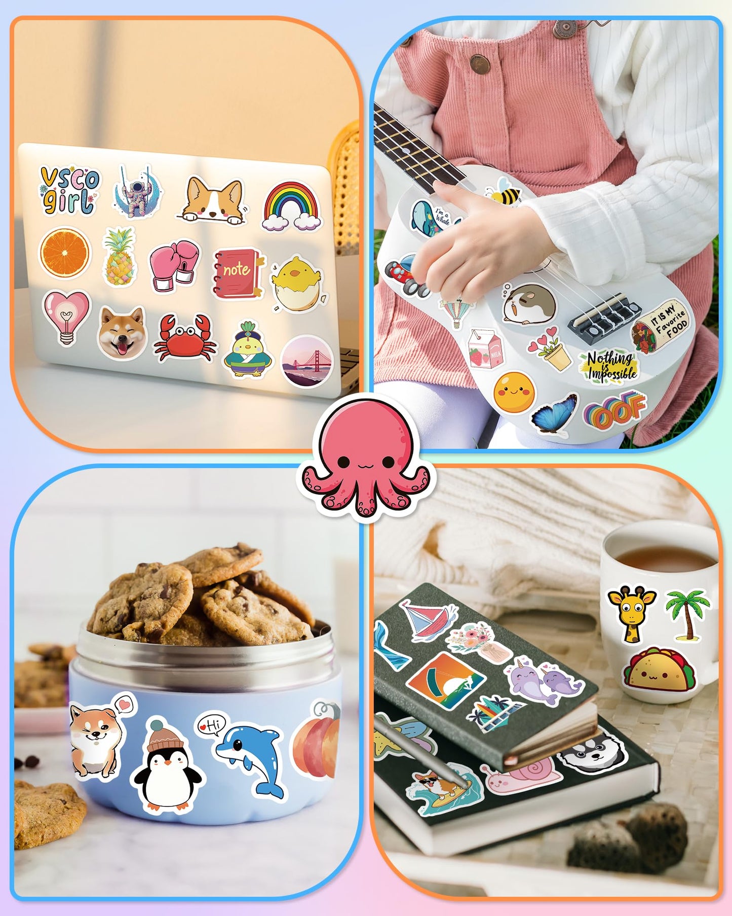 Sticker for Water Bottles, 400 Pcs/Pack Cute Vinyl Waterproof Vsco Laptop Stickers for School Students Gifts Classroom Teachers Prizes Stickers