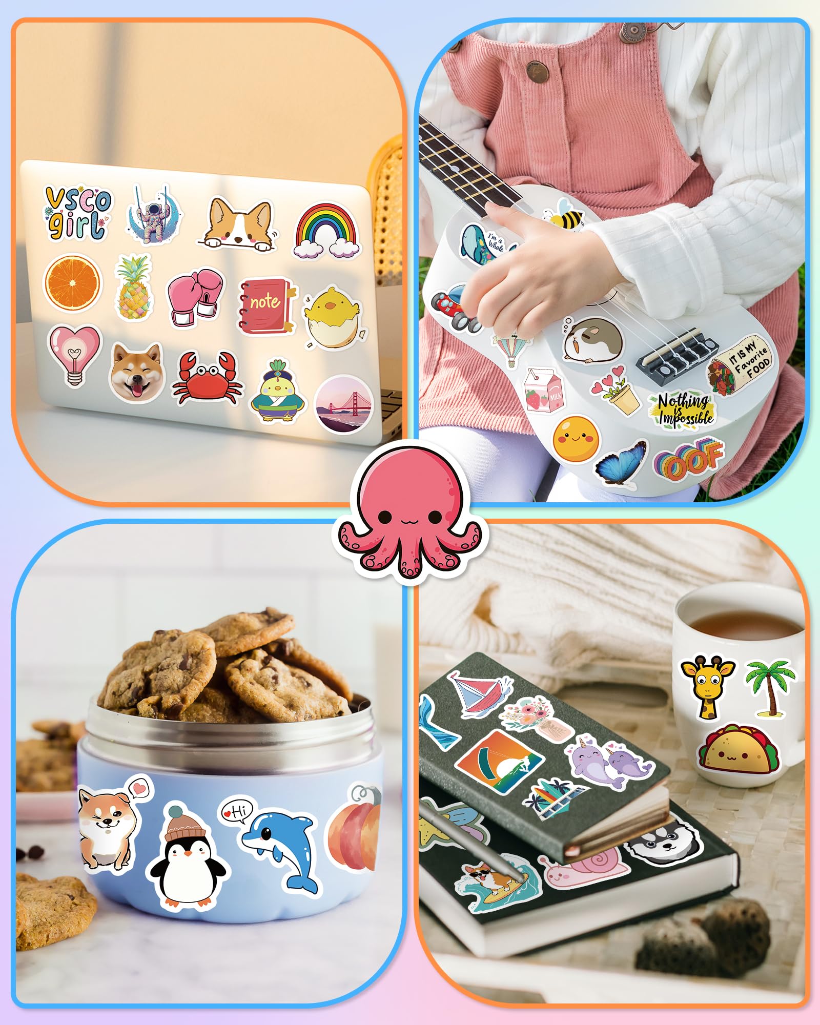 Sticker for Water Bottles, 400 Pcs/Pack Cute Vinyl Waterproof Vsco Laptop Stickers for School Students Gifts Classroom Teachers Prizes Stickers