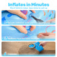 Sloosh Inflatable Kiddie Pool, 34"x10" Blow Up Kid Swimming Pool, 3 Rings Blue Baby Pool for Toddler, Play Pit for Dog with Ocean Whale Pattern