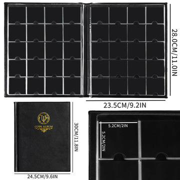 200 Pockets Collecting Album for Coin Flip - Classic Large Capacity Collection Book Coin Holder for Stamps Medals Badges Black CS46BK01