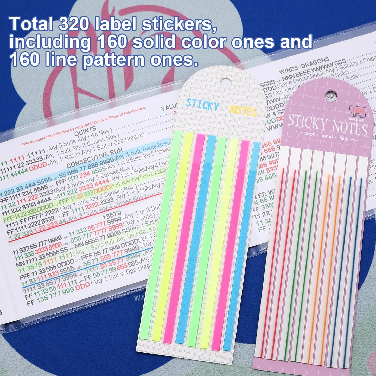 Xovnfp 4Pcs Mahjong Card Sleeves and Line Finders Set - Fit Large Print Size (6 1/8" x4 3/4") with Durable Matte Anti-Glare Plastic Card Holders