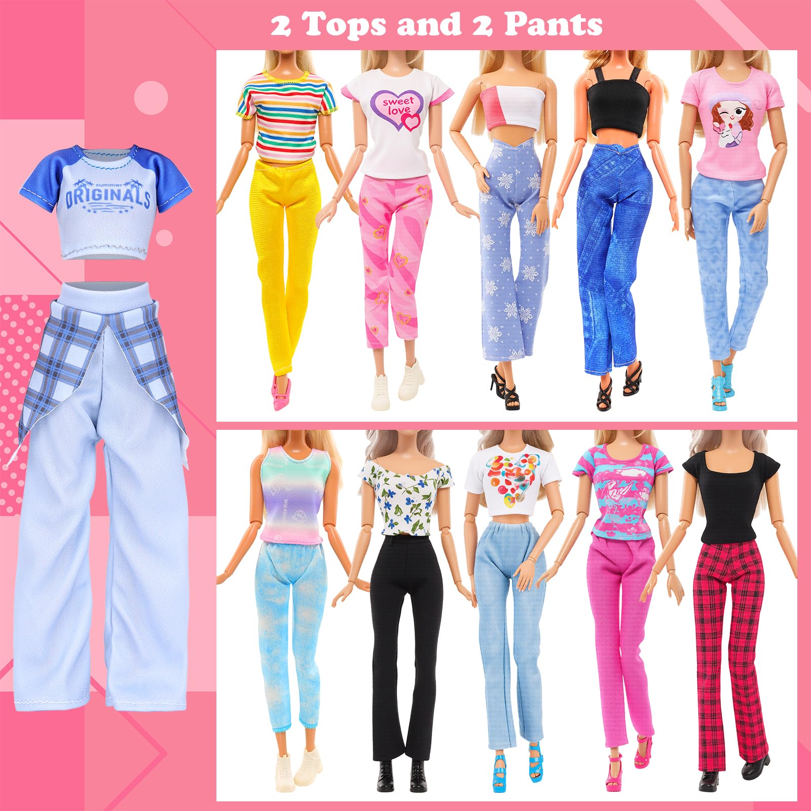 BARWA 116 Pack Doll Clothes and Accessories 5 Wedding Gown Dresses 9 Fashion Dresses Slip Dress 3 Tops 3 Pants 2 Swimsuits Bikini 16 Shoes 15 Hangers