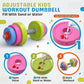 Kids Workout Dumbbell Weights Set - Toddler Toy Gym Equipment for Pretend Play Lifting, Exercise & Fitness - Adjustable Fill with Sand or Water (2