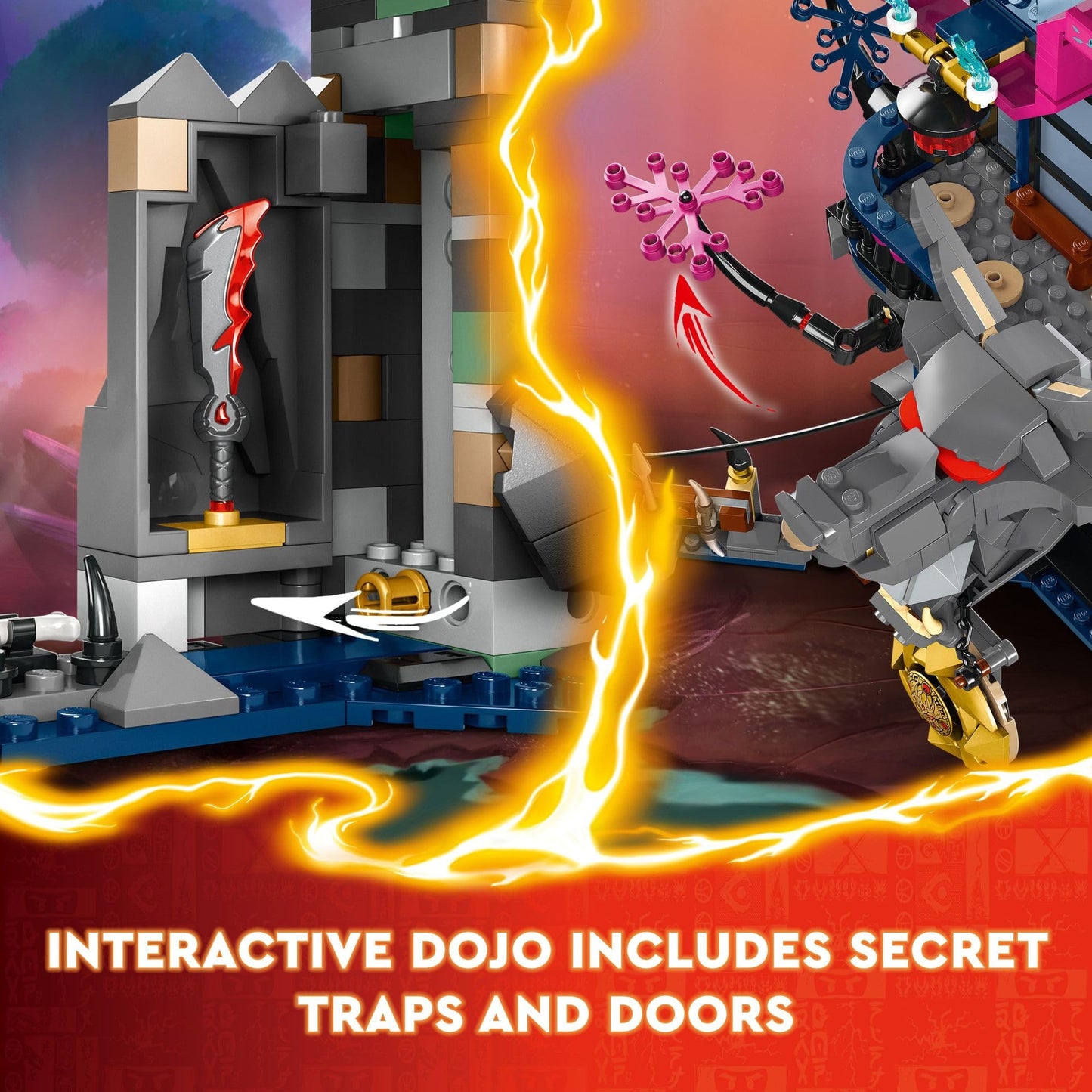 LEGO Ninjago Wolf Mask Shadow Dojo Building Toy - Pretend Play Ninja Figures & Playset - Toys for Boys & Girls, Ages 9+ Years - W/ 8 Minifigures -