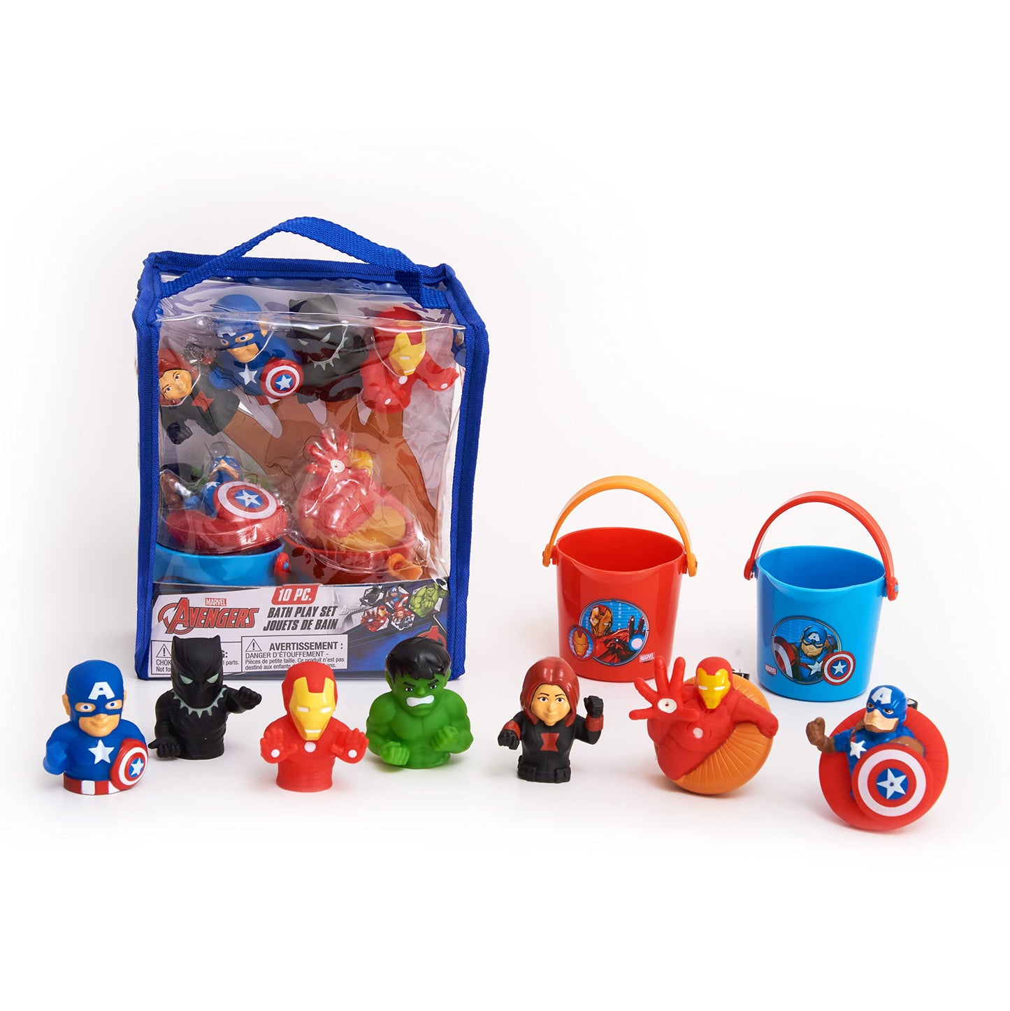 Marvel Avengers 10 Piece Bath Toy Value Set - Kids Bath Toys