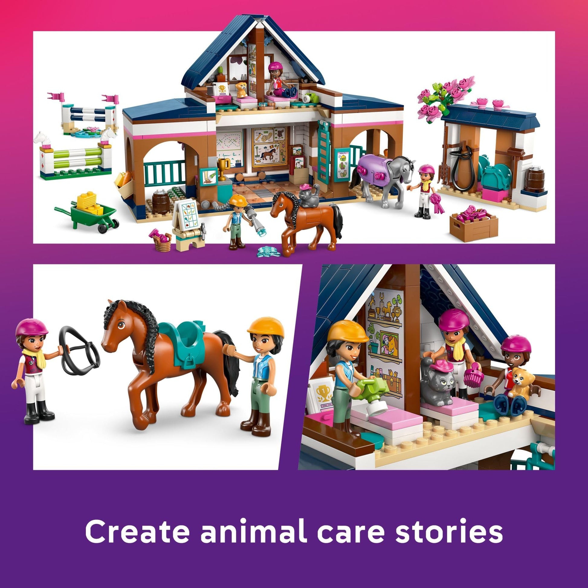 LEGO Friends Horse Stable and Riding Academy Building Toy for Girls & Boys - Pretend Play Set for Kids, Ages 7+ - W/3 Minidolls, Toy Animal Figures