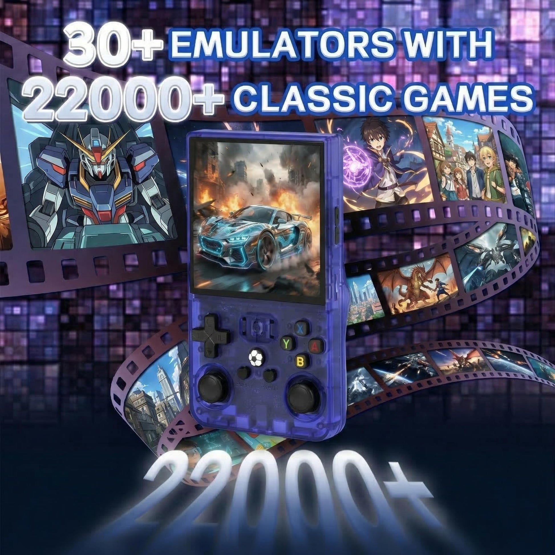 R36MAX Handheld Retro Game Console,4.0" IPS 720x720 HD Screen,128GB with 30,000+ Classic Games Pre-Loaded,Open Source Linux,4000mAh Battery,Portable