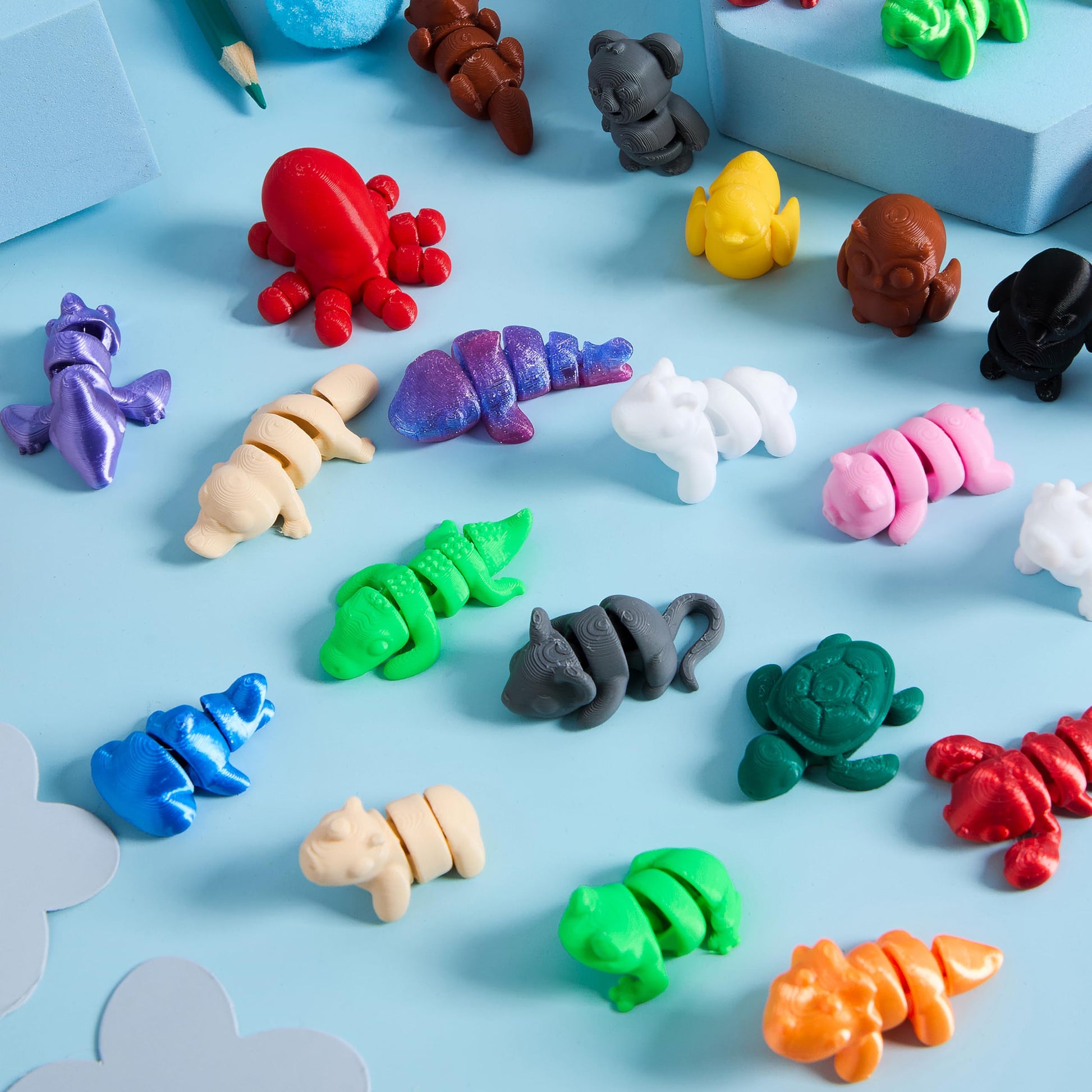 JOYIN 36 Pcs Mini 3D Printed Mix Animals Set, 36 Different Animals 3D Printed Toys - Cute Articulated Flexible Figurines Fidget Toys for Party Favors