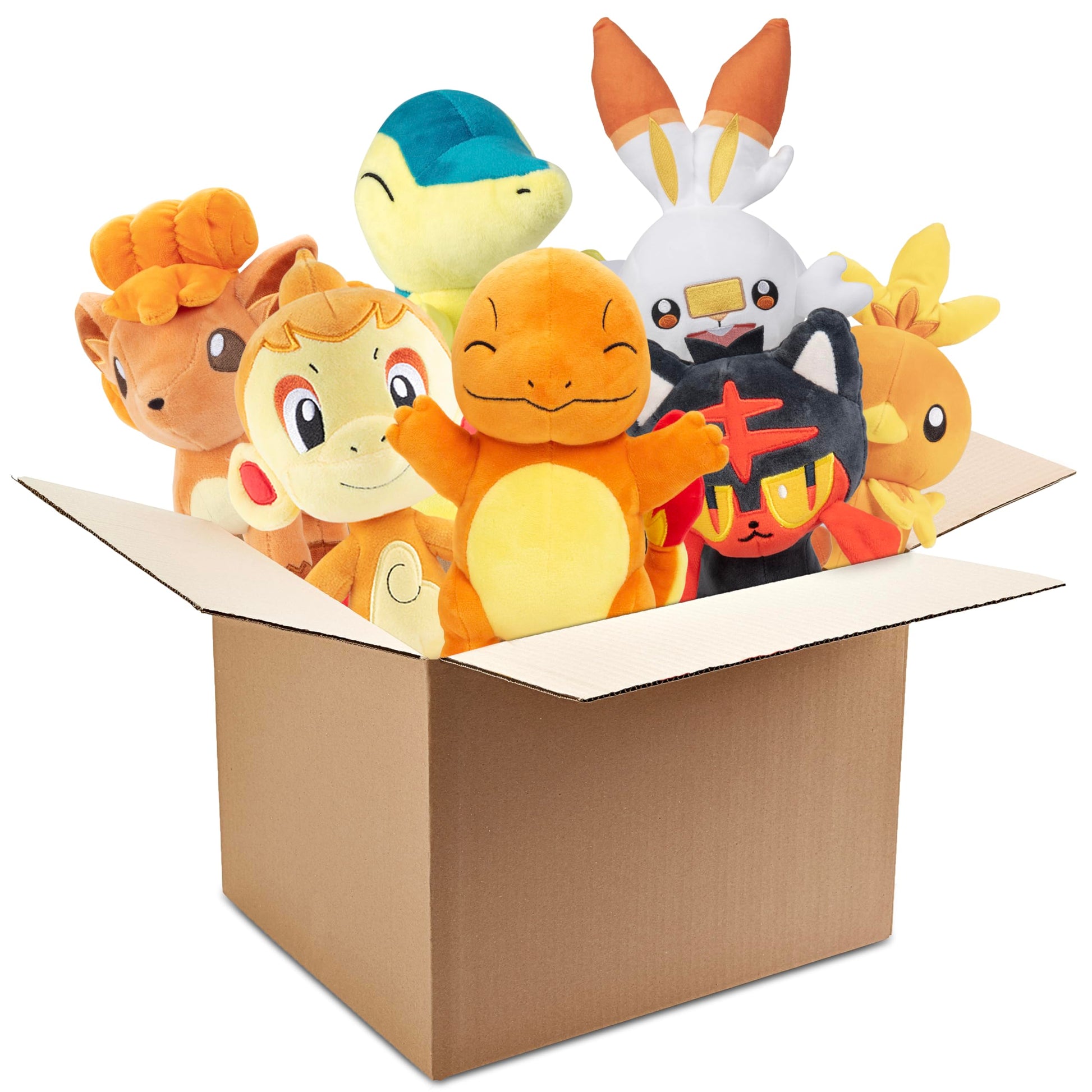 Pokemon Fire Type 8" Plush Mystery Blind Box 3-Pack - Get Three Officially Licensed 8 Inch Fire Pokemon - Authentic Collectible Soft Stuffed Animal