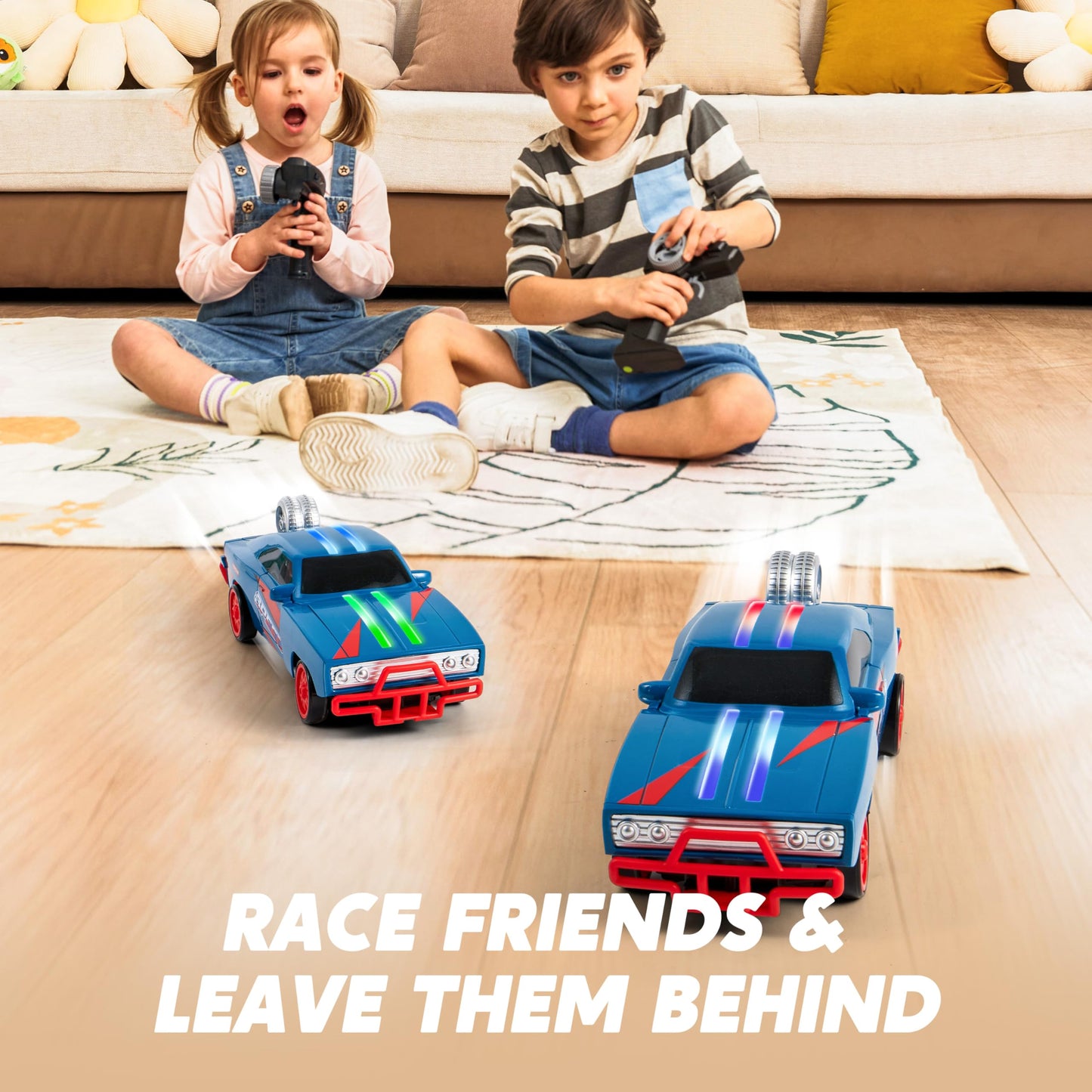 SYNCFUN RC Drift Car 2.4GHz 1:16 Scale 11.5KM/H High Speed Remote Control Race Car with LED Light, USB Rechargeable Battery Included, Gift for Boys