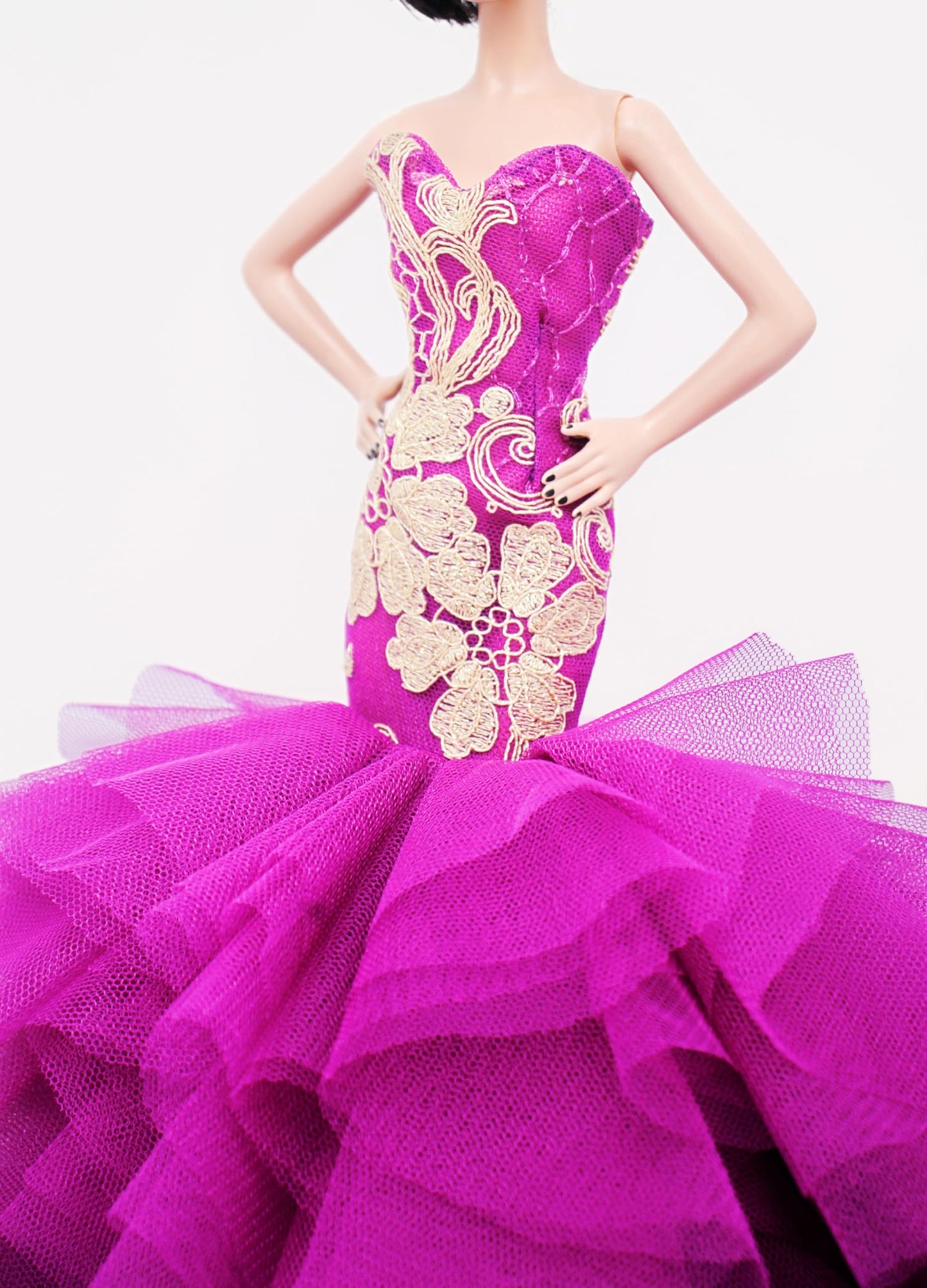 Cora Gu Handmade Purple Gown Fit 12 inch Fashion Doll and Doll not Included