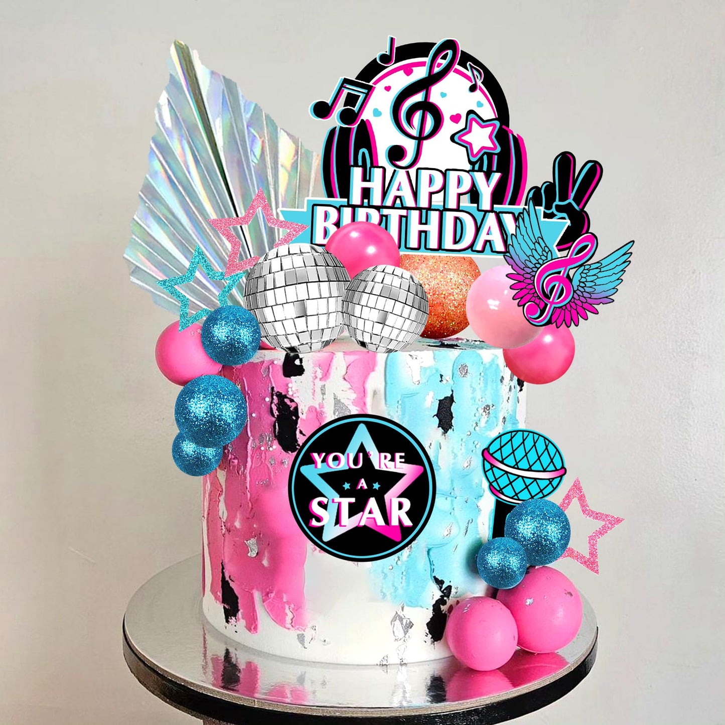 30 PCS Music Cake Toppers Musical Birthday Cake Decorations for Musical Karaoke Theme Birthday Supplies (Style1)
