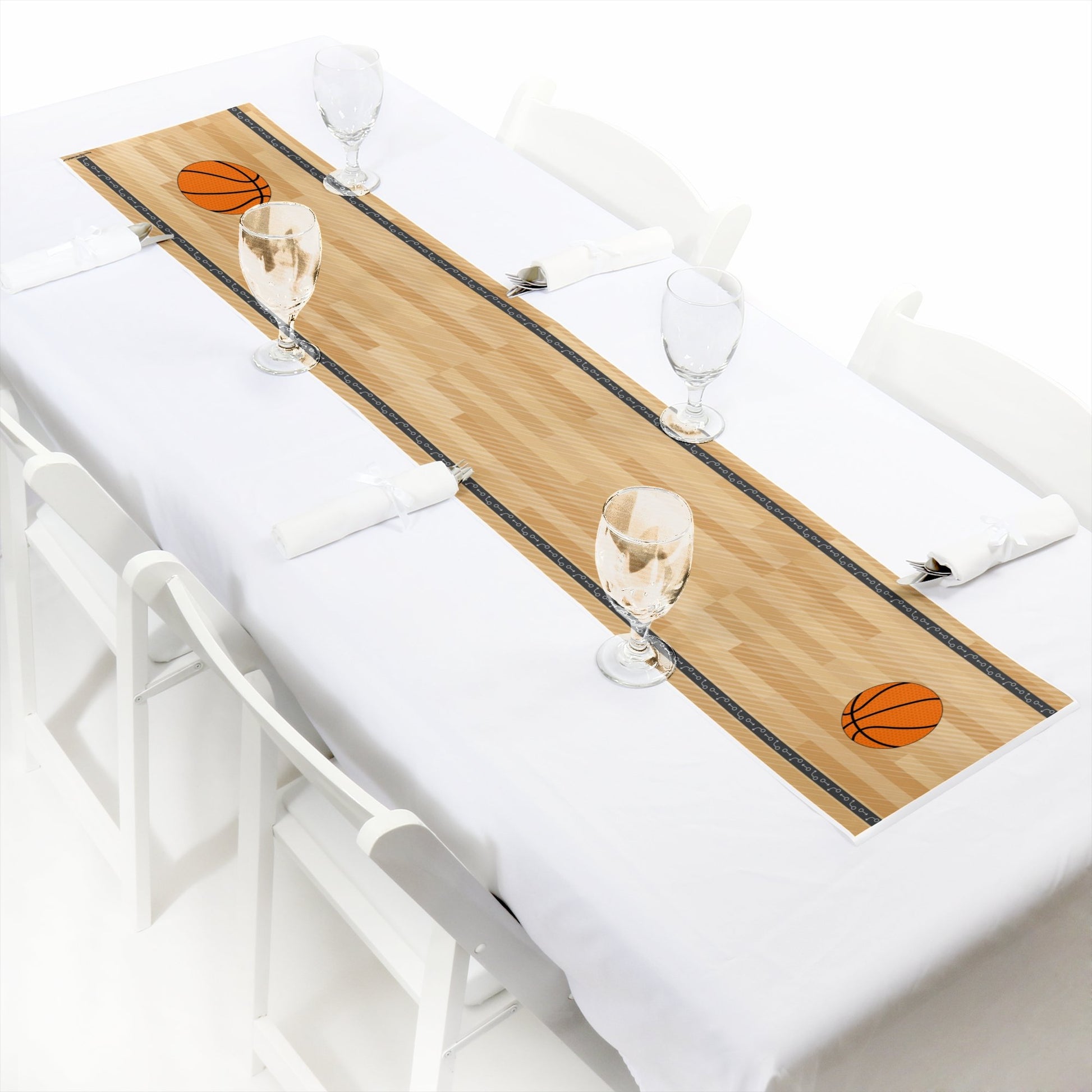 Big Dot of Happiness Nothin' but Net - Basketball - Petite Baby Shower or Birthday Party Paper Table Runner - 12 x 60 inches