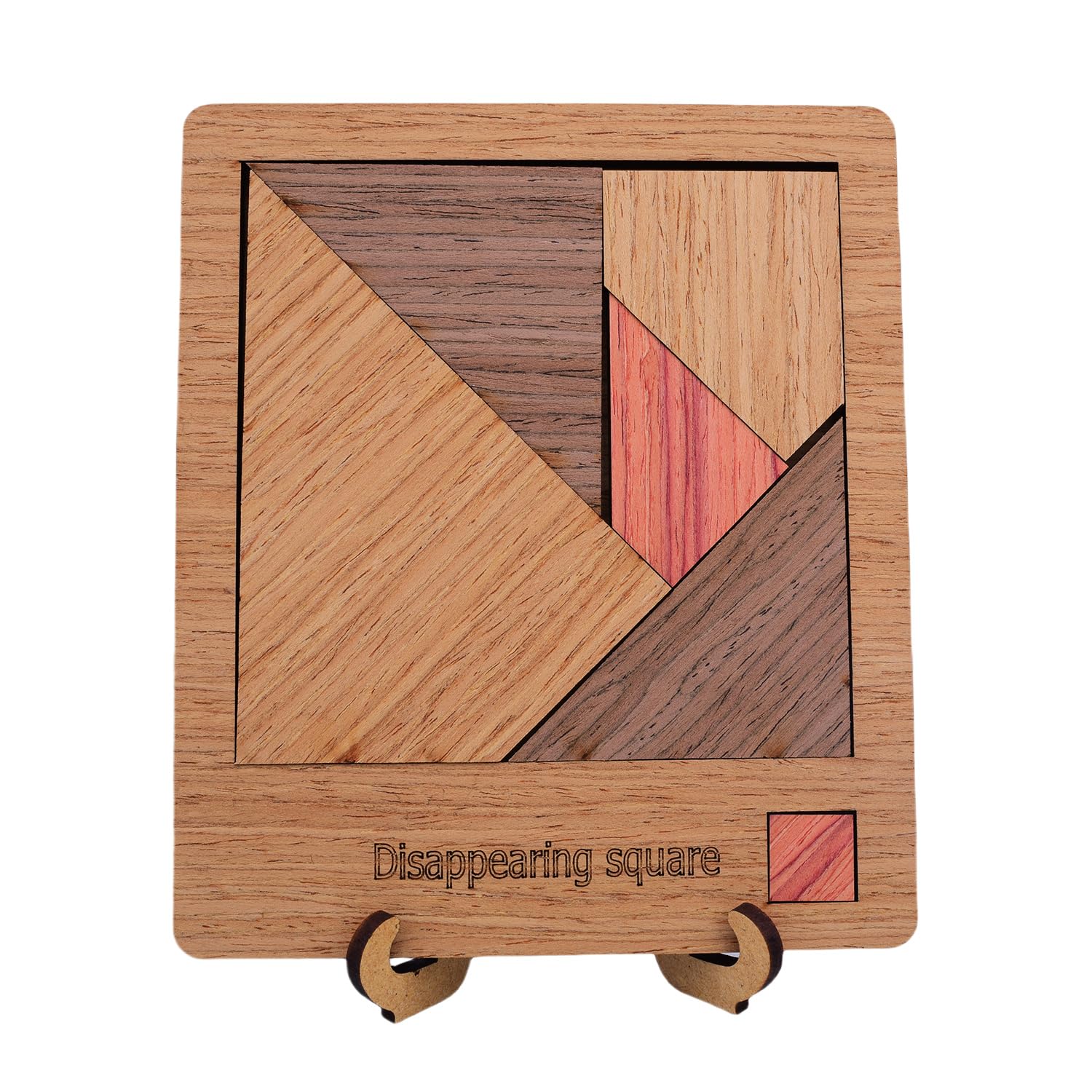 Premium Wooden Jigsaw Puzzle - Disappearing Square Design - Educational Family Game for Adults & Teens Unique Gift Idea (Triangle-Cut Square Puzzle)