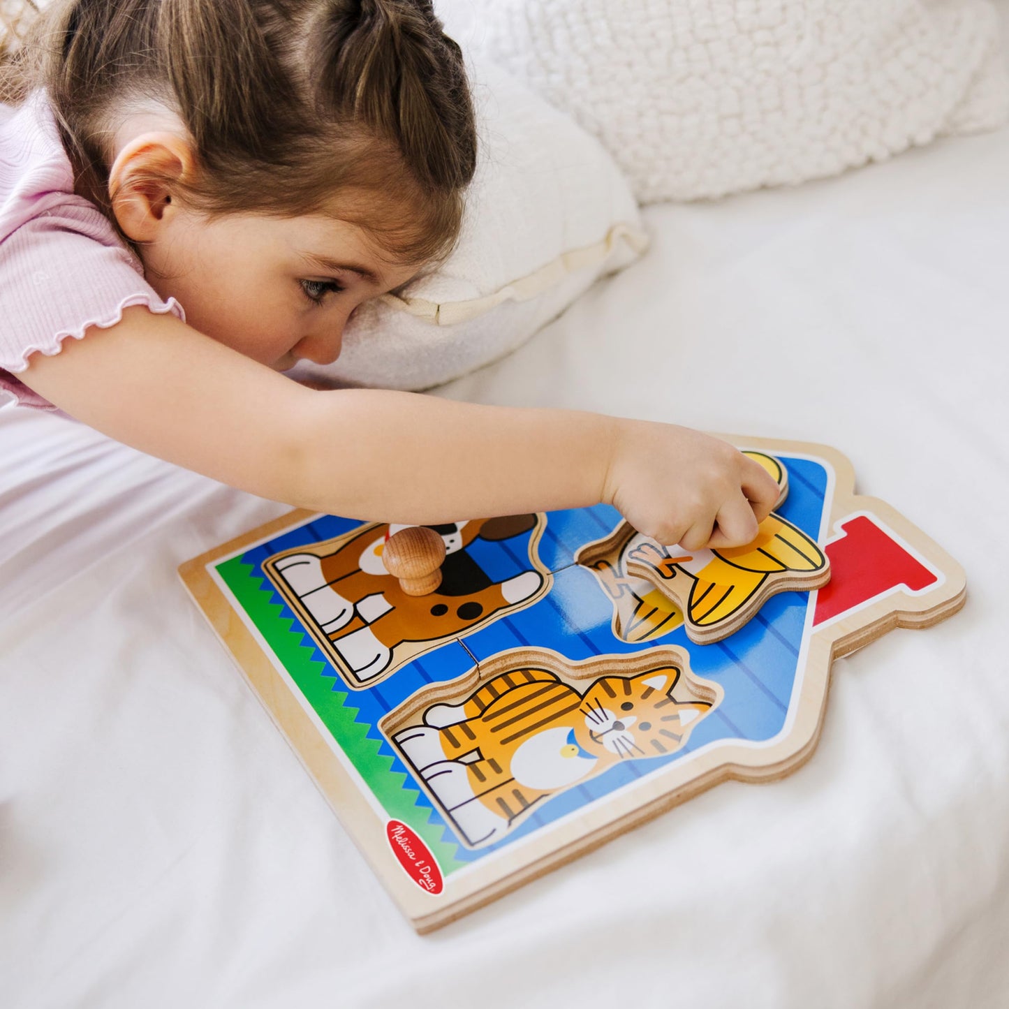 Melissa & Doug Pet Animals Jumbo Knob Puzzle, Wooden Peg Puzzle for Toddlers, Educational Toy for Shape Recognition and Fine Motor Skills, Ages 1+
